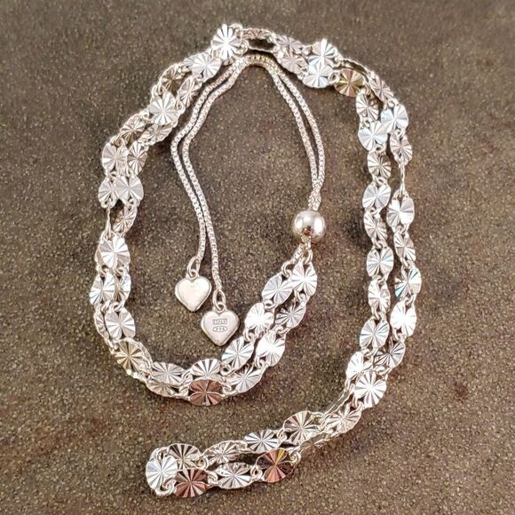 KA 1992 Italy Sterling Starburst Link Necklace - Picture 1 of 5